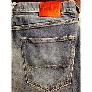 HOLLISTER Epic Flex Mens 32x32 Low Dark Blue Distressed/Destroyed Riveted-NewC